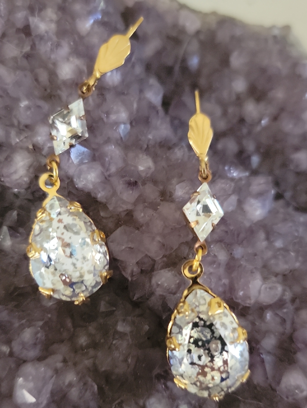 Crystal Patina Drop Earrings